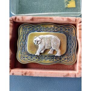 VTG 1970s Award Design Medals Grizzly Bear Belt Buckle - Made in Japan NOS